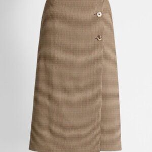 Mod Cloth Women's Brown Midi Wrap Sideways Structure Lined Skirt Small
